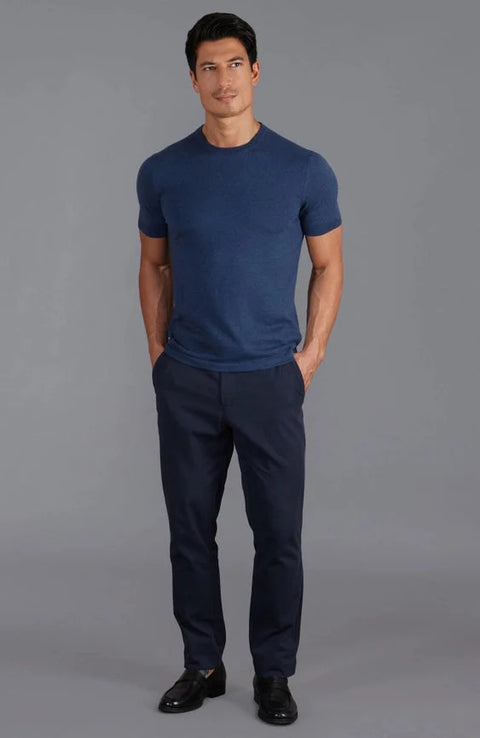Mens Ultra Fine Cotton Knitted T-Shirt  Blue Melange