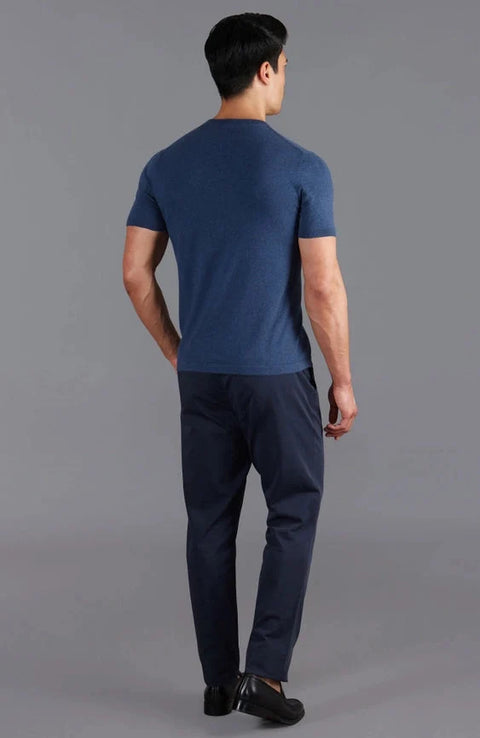Mens Ultra Fine Cotton Knitted T-Shirt  Blue Melange