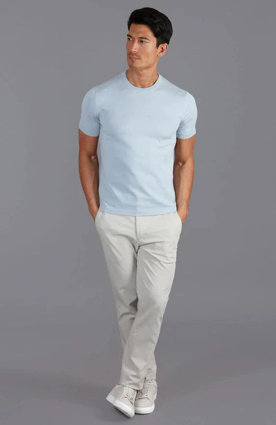 Mens Ultra Fine Cotton Knitted T-Shirt  Chalk Blue