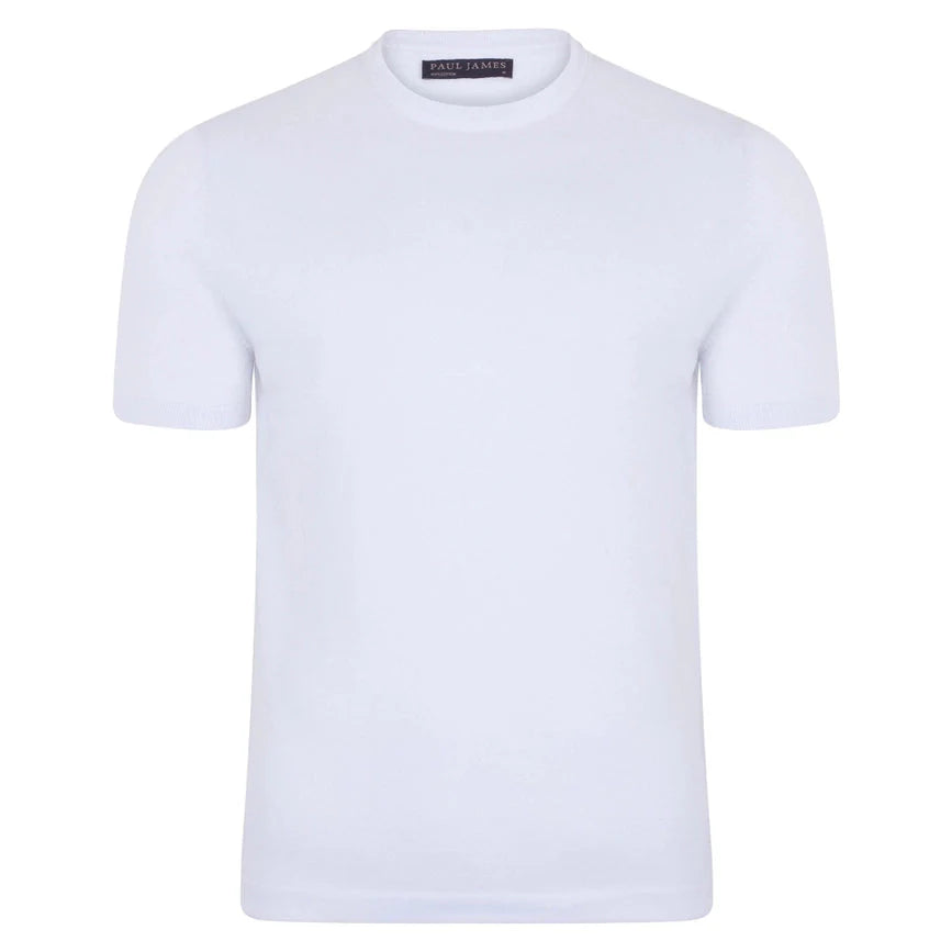 Mens Ultra Fine Cotton Knitted T-Shirt  White