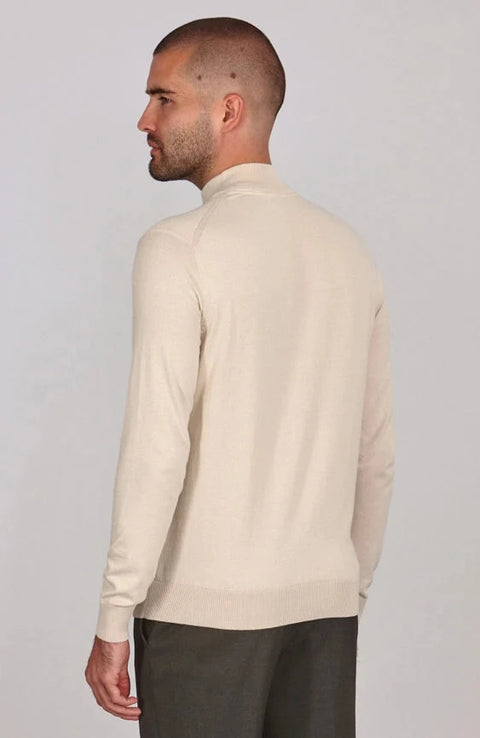Mens Ultra Fine Cotton Mock Turtle Neck Jumper  Birch