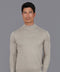 Mens Ultra Fine Cotton Mock Turtle Neck Jumper Fawn