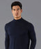 Mens Ultra Fine Cotton Mock Turtle Neck Jumper Navy