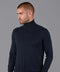 Mens Ultra Fine Cotton Roll Neck Jumper Navy