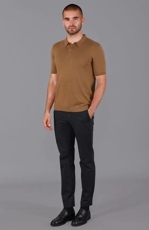 Mens Ultra Fine Cotton Short Sleeve Polo Shirt Camel