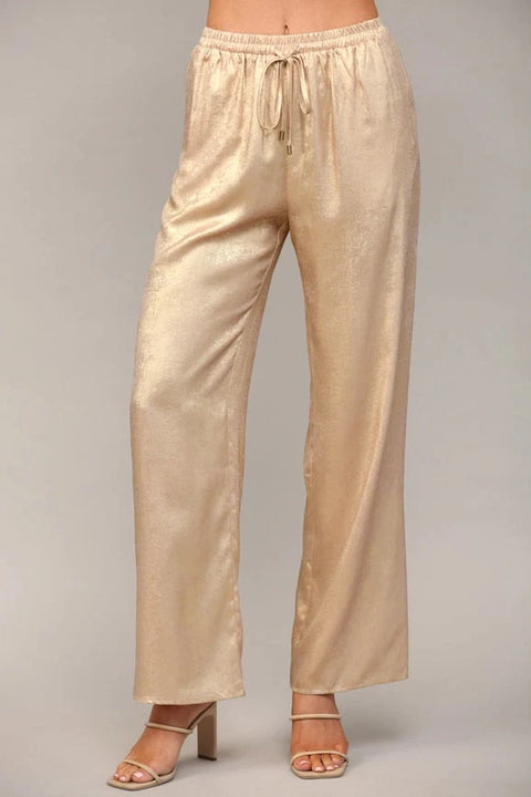 Metallic Wide Leg Pants