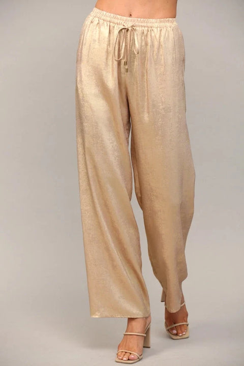 Metallic Wide Leg Pants