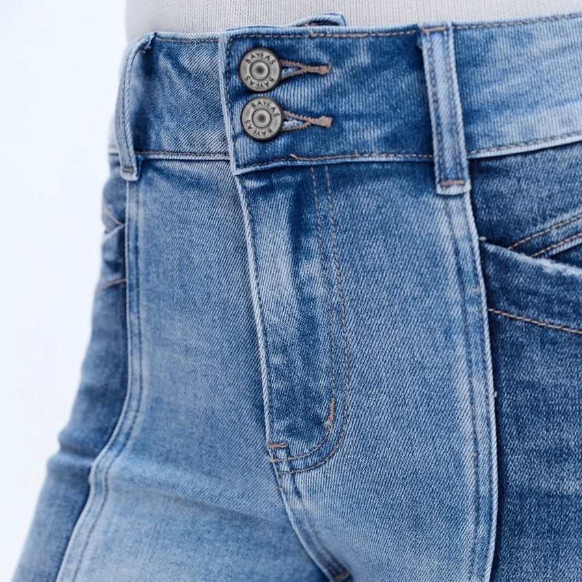Mid Rise Straight Jeans (Finished Hem,Two Tones) DUOTONE