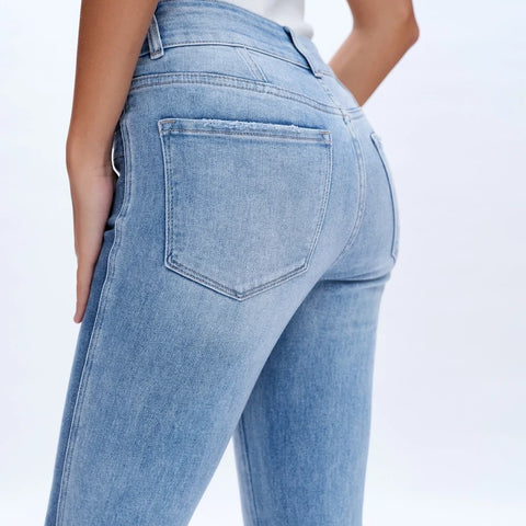 Mid Rise Straight Jeans (Finished Hem,Two Tones) DUOTONE