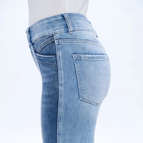 Mid Rise Straight Jeans (Finished Hem,Two Tones) DUOTONE