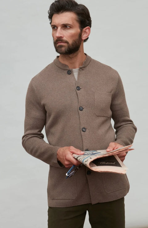 Midweight Cotton Knitted Nehru Jacket