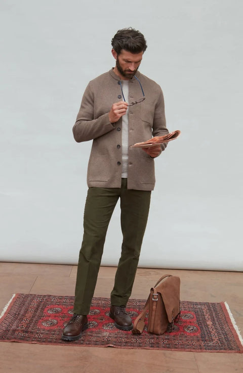 Midweight Cotton Knitted Nehru Jacket
