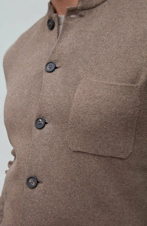 Midweight Cotton Knitted Nehru Jacket