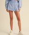 Mineral Wash Side Slit A-Line Skort - Lavender Blue
