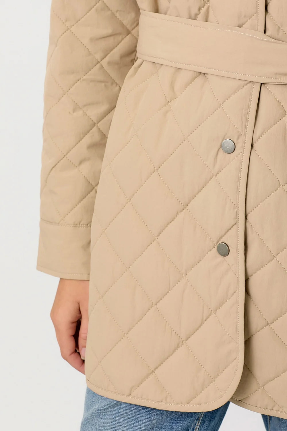 Mix Media Quilting Jacket - Latte