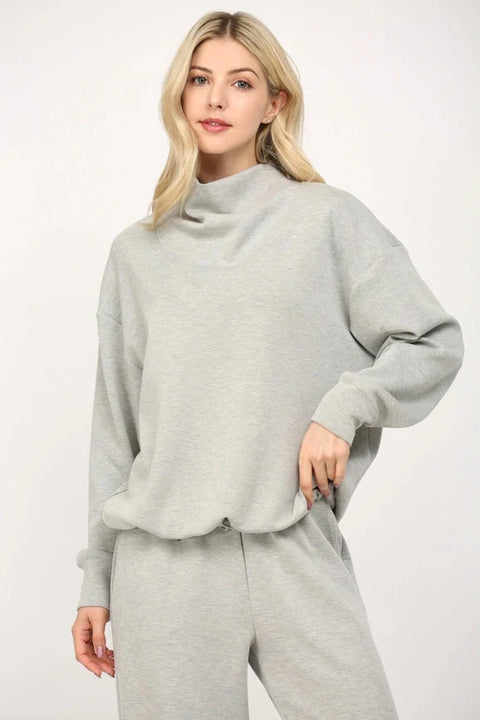 Modal Blend Cowl Neck Sweatshirt  H.GREY