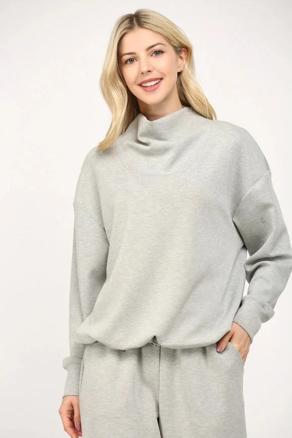 Modal Blend Cowl Neck Sweatshirt  H.GREY