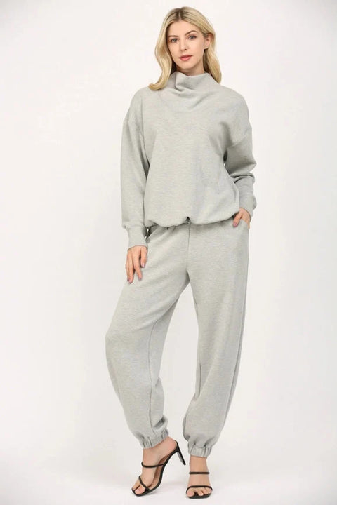 Modal Blend Cowl Neck Sweatshirt  H.GREY