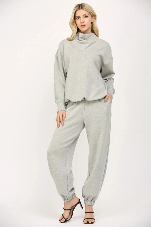 Modal Blend Cowl Neck Sweatshirt  H.GREY