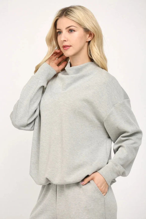 Modal Blend Cowl Neck Sweatshirt  H.GREY