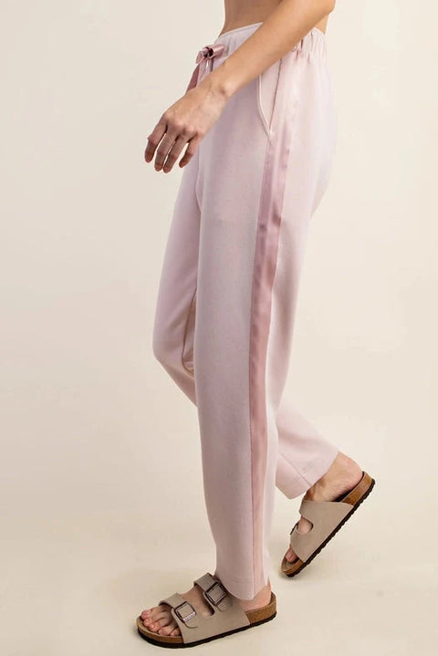 Modal Poly Span Jogger with Side Satin Detail Baby Pink