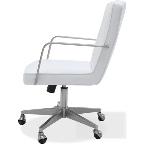 Seabourne Metal Frame Home Office Chair in Stainless Steel & White Leather