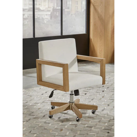 Seabourne Solid Wood Frame Home Office Chair with White Canvas