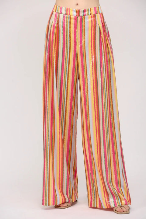 Multi Color Sequin Wide Leg Pants