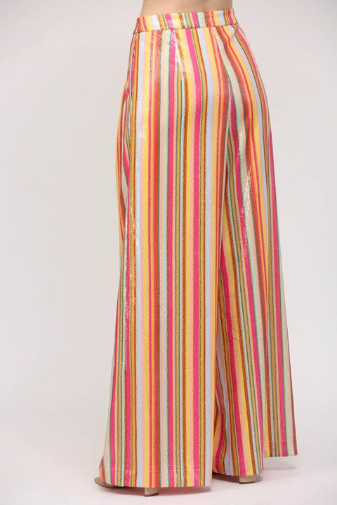 Multi Color Sequin Wide Leg Pants