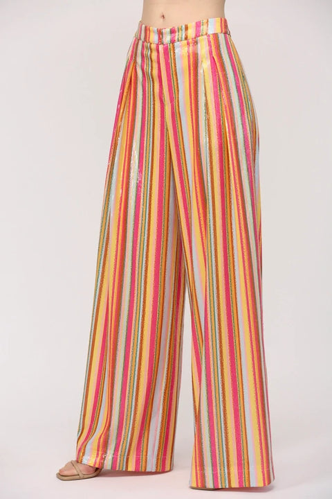 Multi Color Sequin Wide Leg Pants