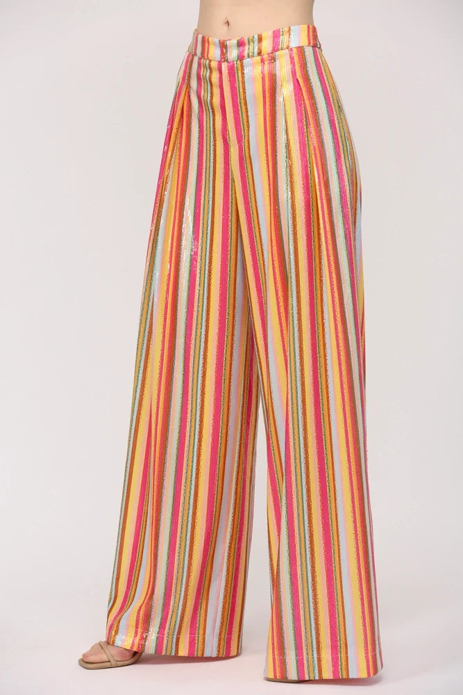 Multi Color Sequin Wide Leg Pants
