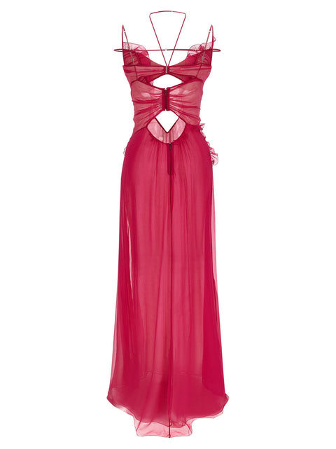 Nensi Dojaka Frilled Gown With Cutouts Dress