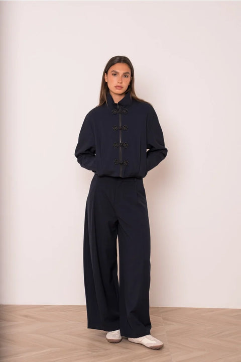 Nikki Short Jacket with A Mao Collar and Frog Fastenings