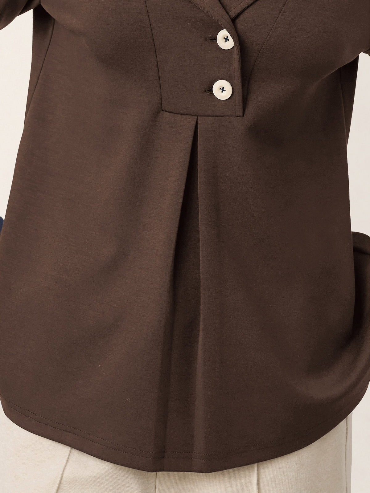 Notched Pleat Long-Sleeve Top JUNE