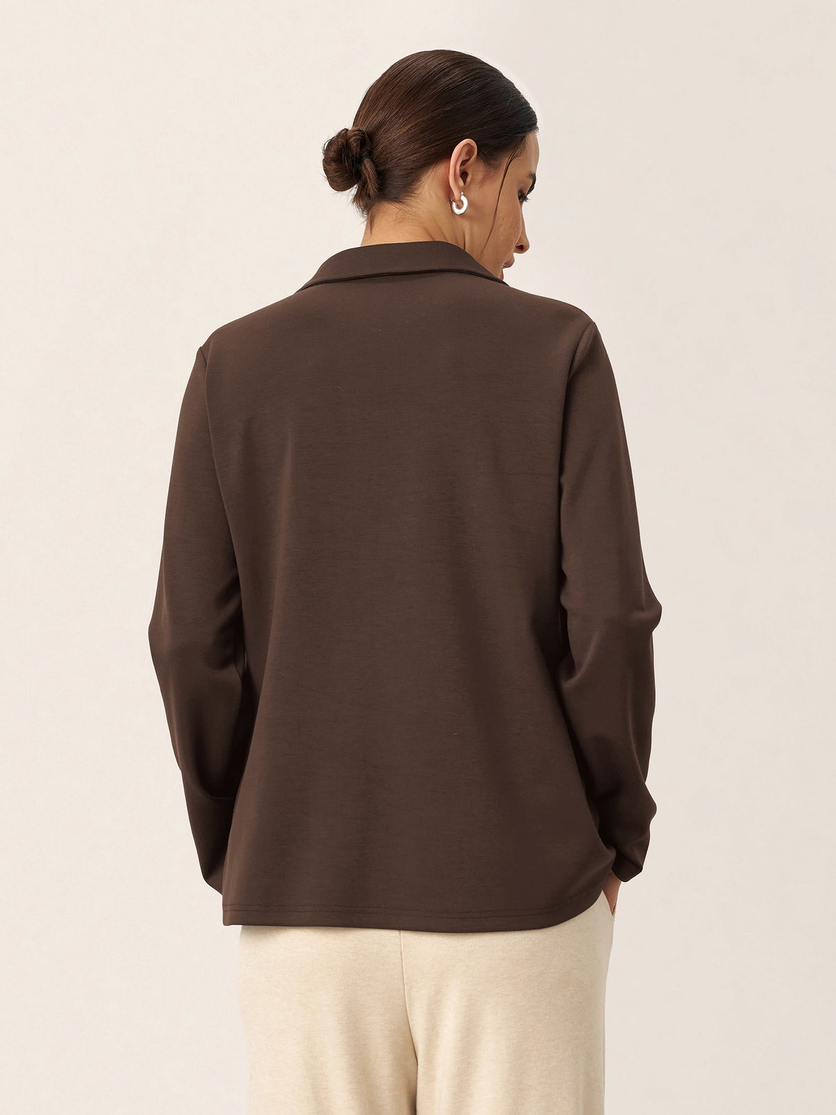 Notched Pleat Long-Sleeve Top JUNE