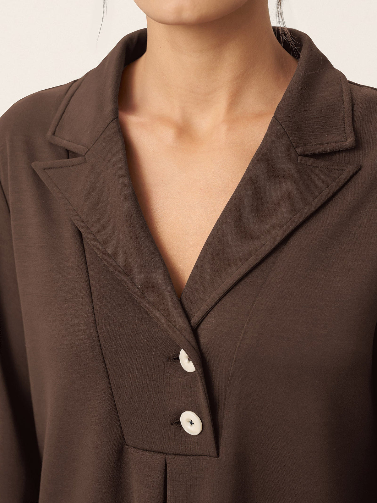 Notched Pleat Long-Sleeve Top JUNE