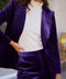 One Button Plain Velvet Fitted Jacket - Violet