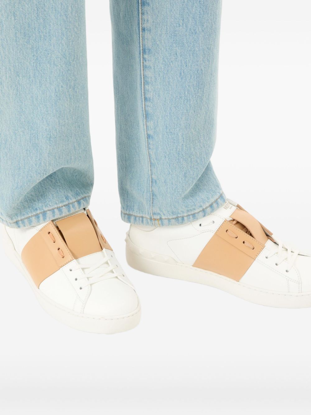 Open Calfskin Leather Sneakers for Everyday Comfort