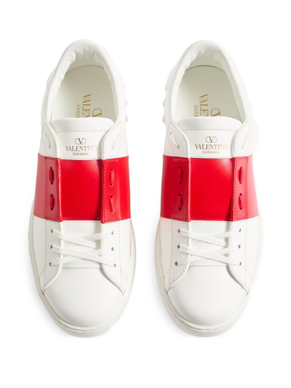 Open Calfskin Leather Sneakers with Studs for Comfort