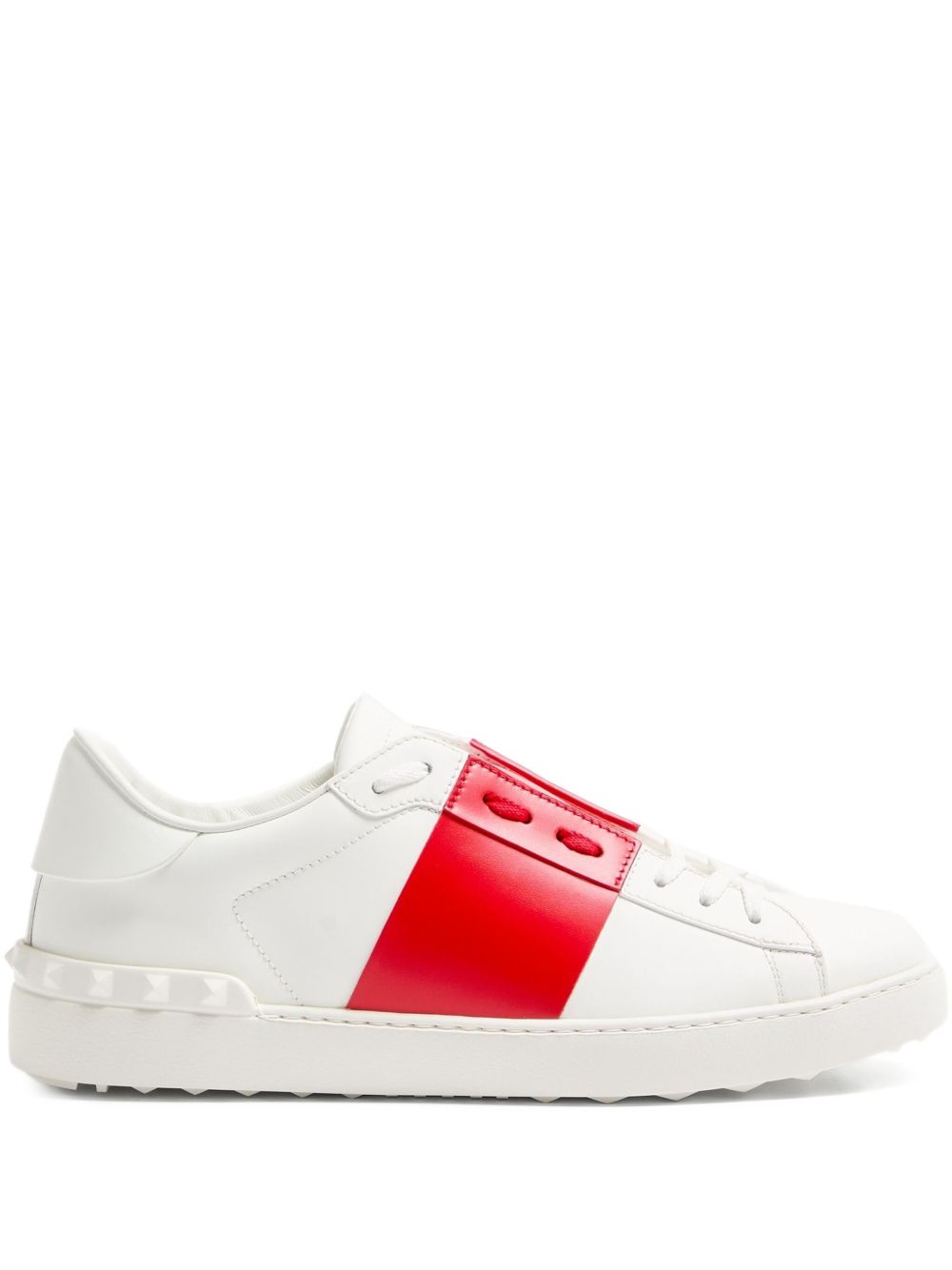 Open Calfskin Leather Sneakers with Studs for Comfort