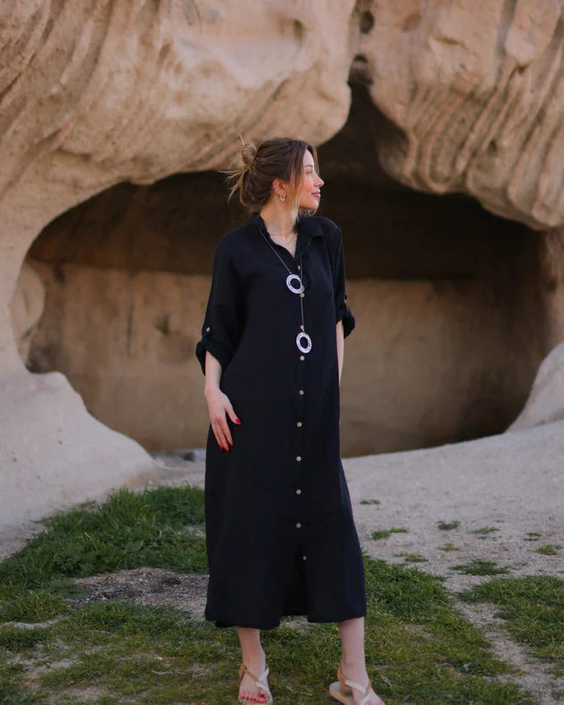 Organic Muslin Cotton White Shirt Black