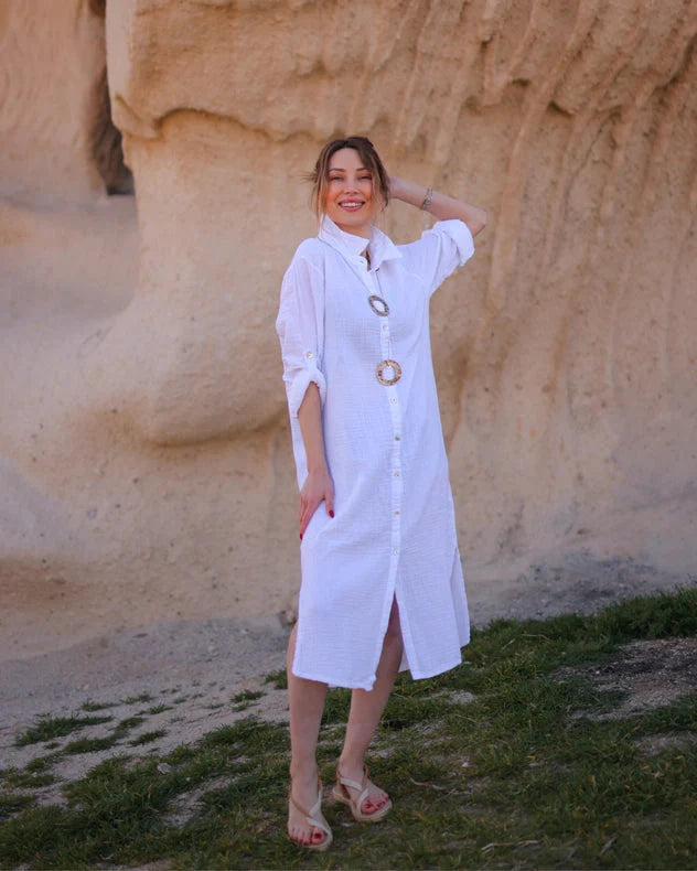 Organic Muslin Cotton White Shirt White