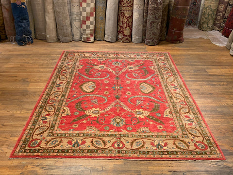 Hand-Knotted Sultanabad Vegetable-Dyed Wool Rug, 8" x 10" (K)