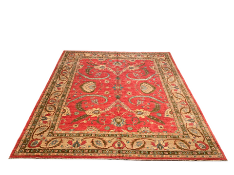 Hand-Knotted Sultanabad Vegetable-Dyed Wool Rug, 8" x 10" (K)