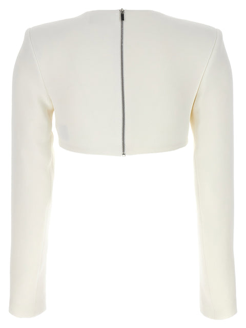 David Koma Top 3d Crystsal Chain And Square Neck