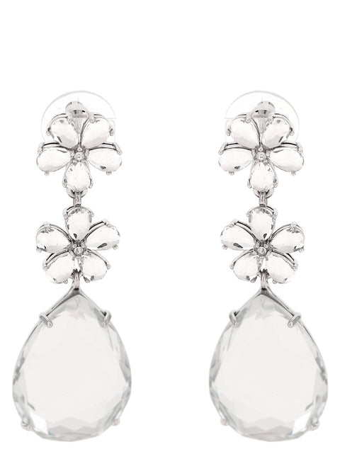 Self-Portrait Crystal Flower Tiered Earrings
