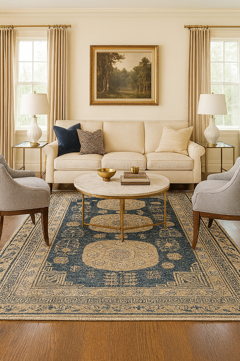 Ushak Collection Area Rug Ultra Soft Washable Rug, Non Slip Area Rug Indoor, Stain Resistant Rugs for Living Room Bedroom Vintage Home Decor
