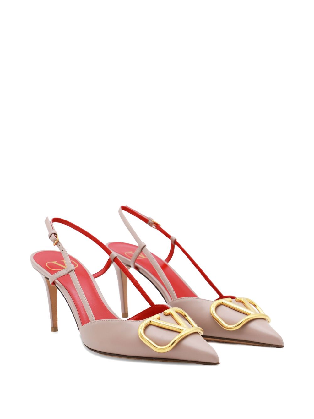 Pink Calf Leather Slingback Pumps 80mm Heel
