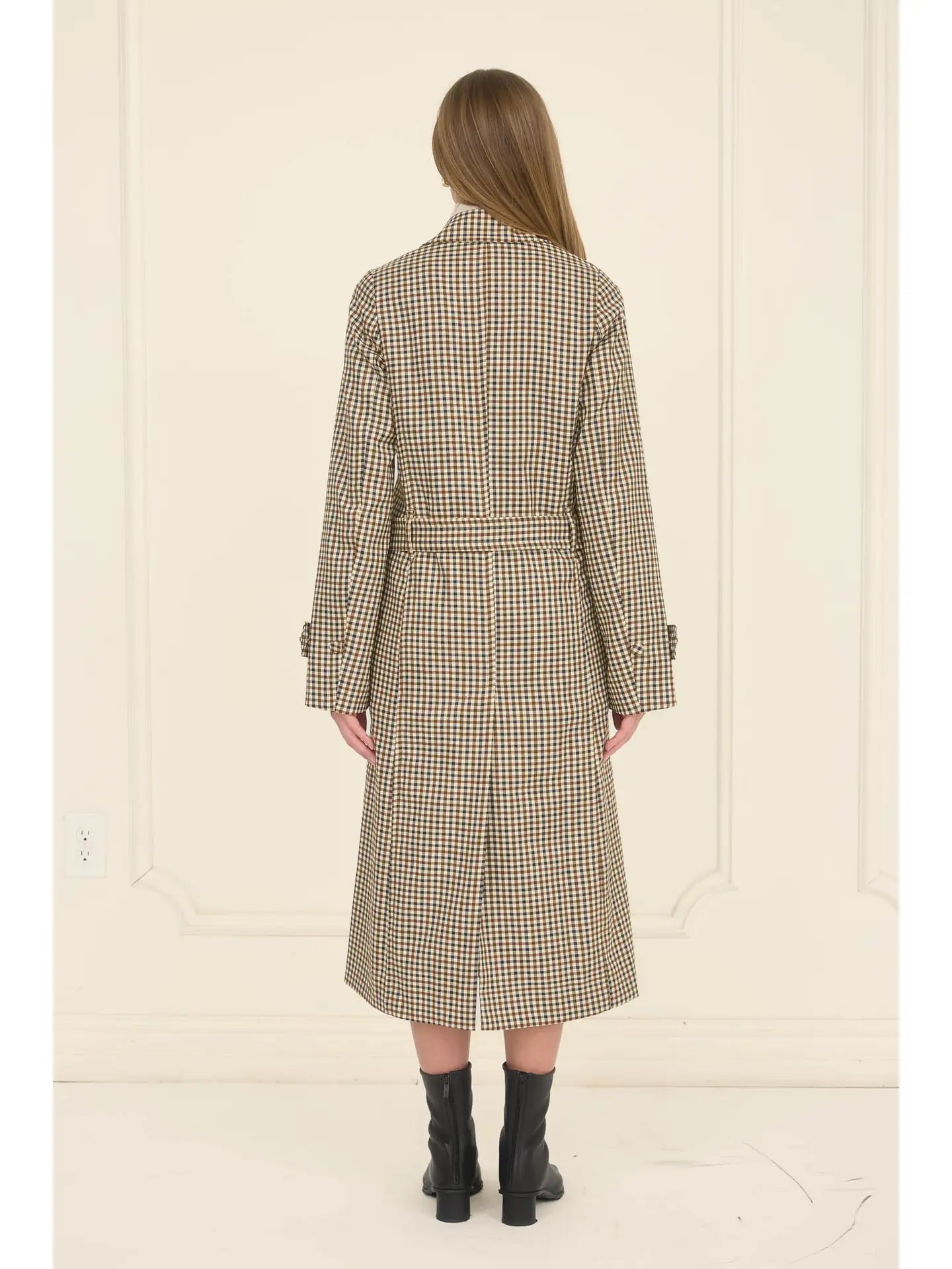 Plaid Belted Trench Coat
