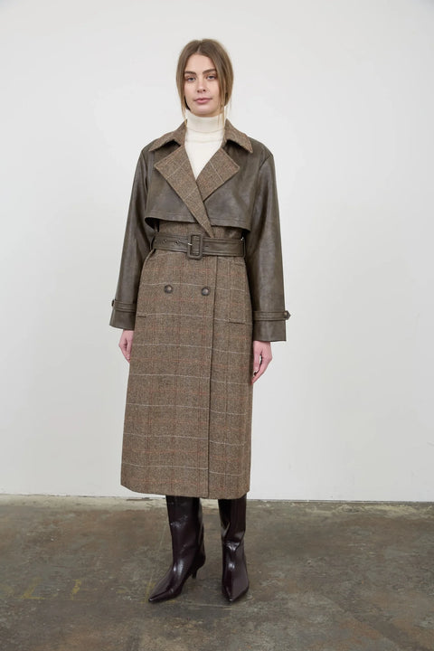 Plaid Oversized Maxi Trench Belted Jacket
